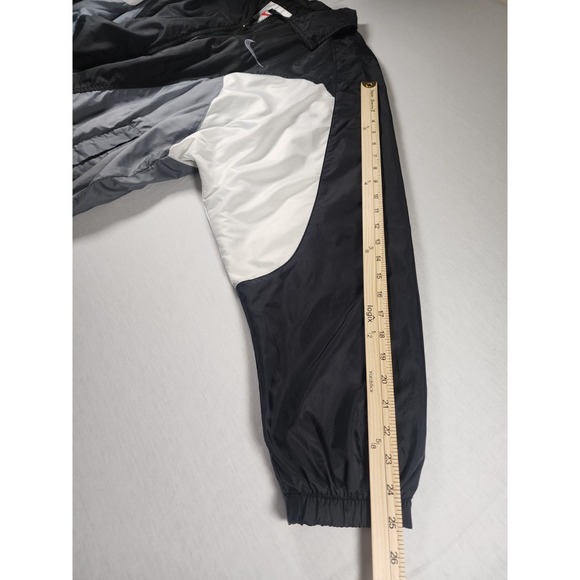 VINTAGE Nike Tracksuit Set XL Black/White Baggy Big Swoosh Windbreaker Retro 90s - Picture 6 of 16